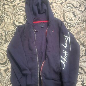 Tommy Hilfiger Black Zip-Up Hoodie with White Script